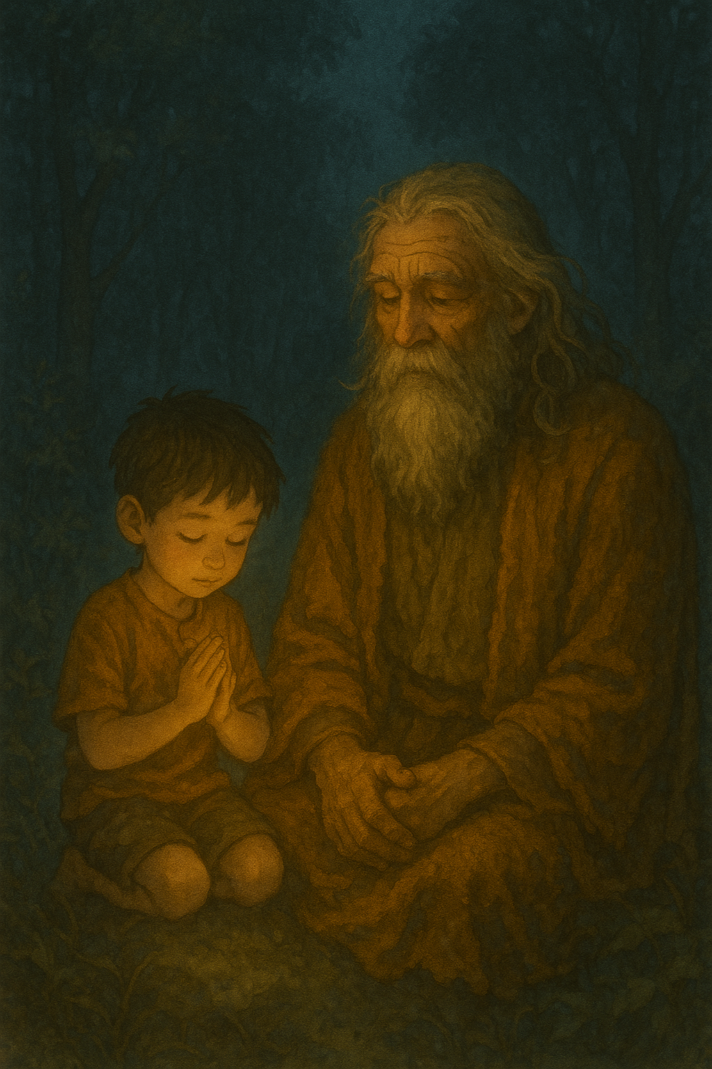 Rohan praying with Ashwatthama beside him – spiritual kids moment